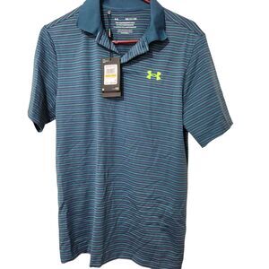 Under Armour Golf Polo Shirt Small Stripe UV Protection Performance 3.0
